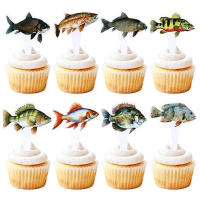 24 Piezas Pesca Cupcakes Toppers Pesca Fiesta Decoración para Cumpleaños Baby Shower Foto 1 de 4