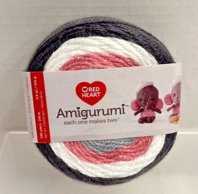 1 hilo 100 % acrílico súper fino Red Heart Amigurumi Elephant 3,5 OZ NUEVO CON ETIQUETAS Foto 1 de 4