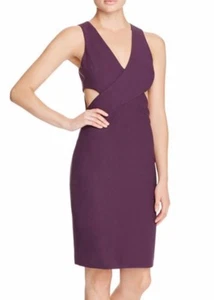 Elizabeth & James ~ Purple Ponte Cut-Out V-Neck Sheath Party Dress 0 NEW $365 - Picture 1 of 3