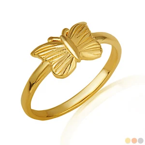 Gold Butterfly Hope Ring (Available in Yellow/Rose/White Gold) - Picture 1 of 6