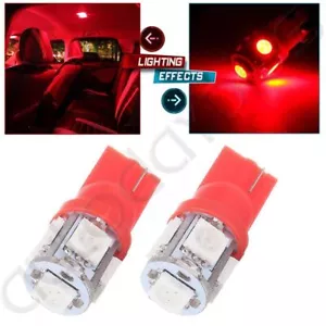 2 Red T10 5050-5SMD W5W 194 168 LED Bulb Car Instrument Cluster Lights Lamp - Picture 1 of 6