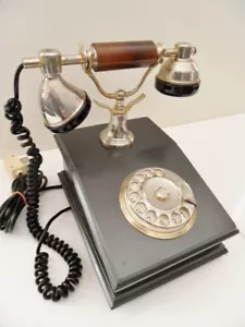 TELEPHONE A CADRAN COLLECTION VINTAGE RETRO BOIS METAL DORE ART DECO DESIGN' PTT - Bild 1 von 9