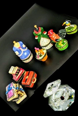 8 assorted of 14 in stock porcelain trinket boxes crystal shell 50 mm JCE11 17-4 - image 1 of 4