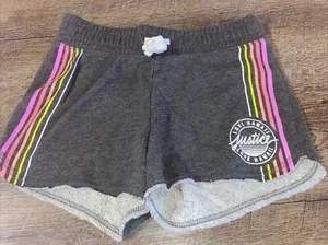 Justice Sz 12 Gray Neon Striped Shorts Guc  Vacation Birthday - Picture 1 of 5