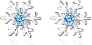 Christmas Stud Earrings for Women Christmas Snowflake Studs Earrings Pearl Cryst - Picture 1 of 7