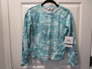 ATHLETA GIRL RIDE THE WAVE TEXTURE SEA FOG BLUE SWEATSHIRT SIZE MEDIUM/ 8-10 NEW - Picture 1 of 5