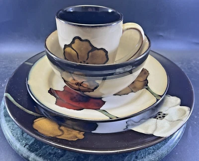 Pfaltzgraff Painted Poppies 4 Pc Place Setting Dinner Salad Cereal Bowl Mug GUC - Image 1 of 4