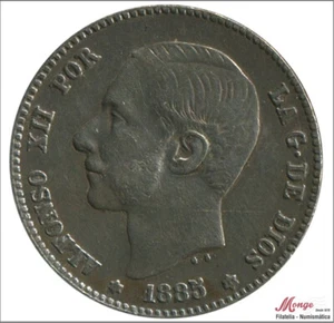 Spain 1 Peseta 1985 (*18*86) MSM Ag MBC / VF Alfonso XII - Picture 1 of 2