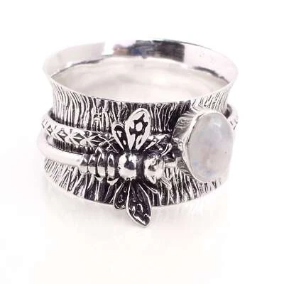 Placcato Argento Spinner Anello Handmade Gioielli Regalo Per Donna Misura Ci 9 - Immagine 1 di 3