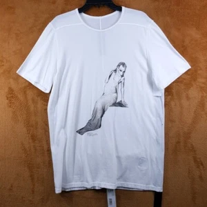 Rick Owens DRKSHDW Shirt Mens Large White Pullover Graphic LEVEL Tee $325 - Picture 1 of 8