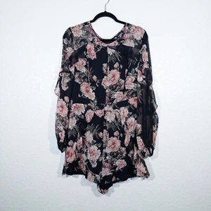 Bardot Black Amelia Floral Keyhole Chiffon Romper Size 10/Large - Picture 1 of 10
