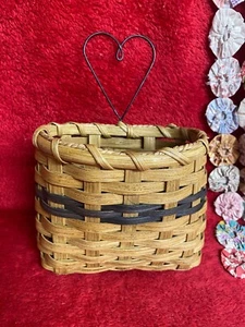 Wall Hanging Basket with Metal Heart Handmade and Signed - Picture 1 of 5