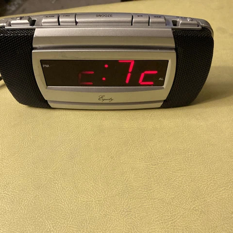 Equity Set Digital Clock Radio Model 30240 Silver & Black Cover