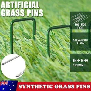 Fixed Pegs 500 Lawn Turf Pad U Peg Pins Artificial Synthetic Fake Weed Grass Mat - Picture 1 of 17