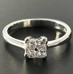 18ct 750 White Gold 0.27ct Princess Cut Diamond Cluster Ring, Size I, US 4.5 - Picture 1 of 5