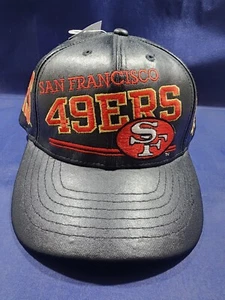Vintage San Francisco 49ers AMCAP Hat Black Snapback Leather Cap New - Picture 1 of 11