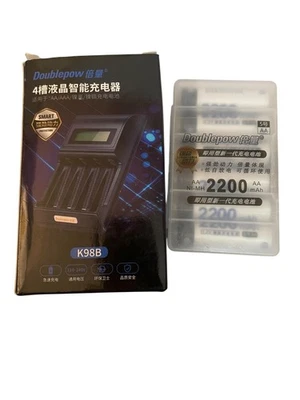 DoublePow 6 AA Rechargeable Lithium Batteries with LCD Battery Charger - Image 1 of 4