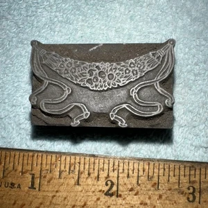 Printing Block “ Flowers, Banner? “ Ornamental Lead Block. Nice Lines! - Picture 1 of 7
