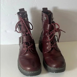Burgunderrote Damen-Lederstiefel Größe 8,5 - Bild 1 von 12