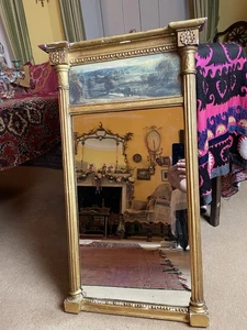Antique Late Regency Giltwood Slim Neoclassical Pier Glass 27” Tall - Picture 1 of 8