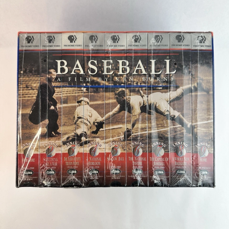NEW Baseball A Film by Ken Burns Nine Inning Boxed Set VHS 1994-9 Tape Sealed Foto 1 de 4