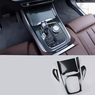 Cubierta de cuadro de cambio de marchas interior estilo fibra de carbono para BMW X7 2019-2025 Foto 1 de 4