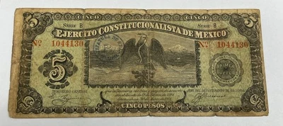 5 Peso 1914 Ejercito Constitucionalista De Mexico ** Paper Currency - Image 1 of 4