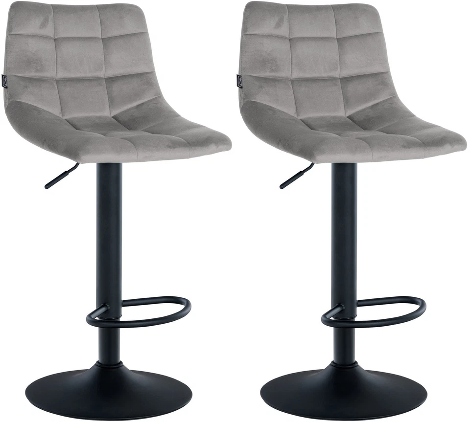 #Lage568 2x Barhocker Jerry Samt schwarz grau Tresenhocker Thekenhocker Set - Bild 1 von 1