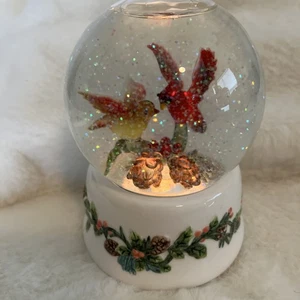 Enesco Musical Winter Wonderland Glitzer Schneekugel Kardinal Vögel Licht FUNKTIONIERT - Bild 1 von 6