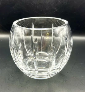 Vintage Lead Crystal Round Sphere Floral Posy Bowl Vase Cut Decor Accent 4.5” - Picture 1 of 6