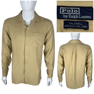 Polo Ralph Lauren Mens Small Shirt Caldwell Collar Linen Silk Vintage Cream - Picture 1 of 12