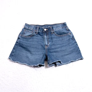 Old Navy Jean Shorts Youth Girls 16 - 28 Waist High Rise Med Wash Adjustable - Picture 1 of 6