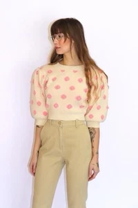 Fashion Brand Company Penelope Gazin Cream Knit Sweater Free The Nipples Sz XS/S - Picture 1 of 24