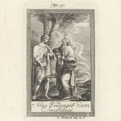 Bibel Altes Testament Ahija Jerobeam Weltgeschichte Original Kupferstich 19 Jhd - Bild 1 von 3