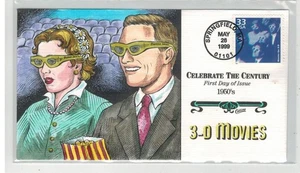 COLLINS HANDPAINTED 1950s CELEBRATE CENTURY ADVENT OF 3-D MOVIES FILMS - Picture 1 of 1