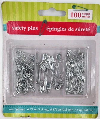 100 Pack Safety Clothes Fabric Pins Multi Sizes Squeeze Lock - Image 1 of 2