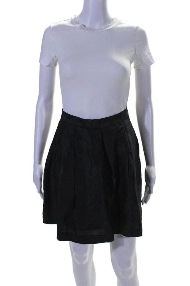 Falda BCBGMAXAZRIA Mujer Seda Plisada Línea A Negra Talla M Foto 1 de 4