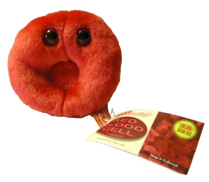 Giant Microbes Red Blood Cell (Erythrocyte), Stuffed, 5" x 5", Red, Brand New