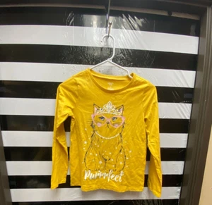 Kids "Carter's Kid" yellow long sleeve -T-shirt w/princess cat on front Size 12 - Picture 1 of 2