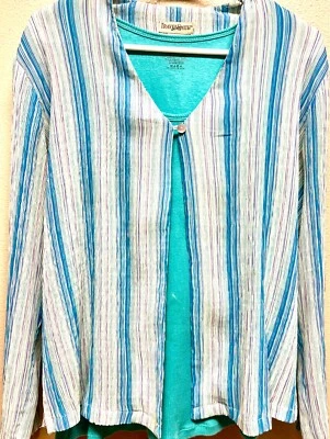 Cárdigan Travel Smith Negro Top Pequeño Azul Manga Larga Capa Ligera Camisola Libre Foto 1 de 4