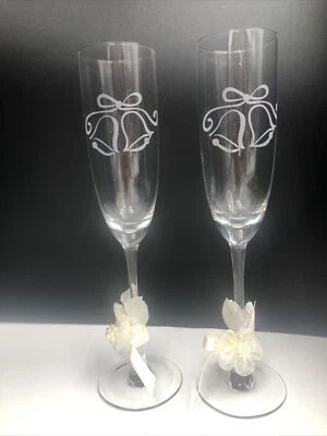 Novia y novio o... 2 - vasos de vajilla copa de champán flautas boda  Foto 1 de 4
