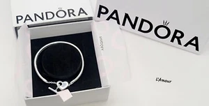 New Pandora Moments Bracelet Heart T-Bar Closure Flexible Chain W/ Box 7.1" 18cm - Picture 1 of 3