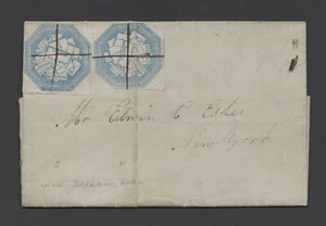 1844 US COVER, RARE HALE & CO LOCAL CARRIER USAGE NEAR BOSTON RIVER, FINE A2A - Imagen 1 de 16