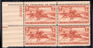 #894 Pony Express 1940 como nuevo nunca montado placa # bloque (escaneo de stock) - Imagen 1 de 1