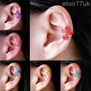 NEW SWIRL SPIRAL TWIST EAR CUFF CLIP WRAP CARTILAGE EARRING EMO PUNK GOTHIC GIFT - Picture 1 of 48