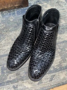 XPosed London Braided Black Leather Slip On Dress Ankle Boots Mens 41 / 8 M - Picture 1 of 5