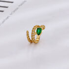 Stainless Steel Snake Shaped Multilayer Winding Green Stone No Ear Hole Ear Cuff