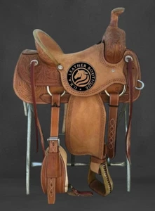 Western Roper Ranch Horse Saddle Tack With Matching Headstall,BreastCollar Girth - Picture 1 of 6