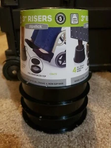 Slipstick 3 Inch Bed Risers Furniture Raisers With Steel Reinforced Top Set of 4 - Picture 1 of 10