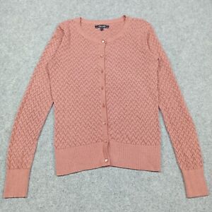 King Louie Cardigan TAILLE S Rouge Clair Pointelle Tricot Coton Viscose Pull